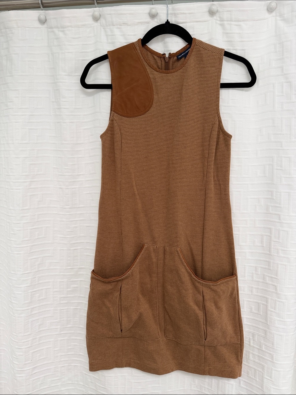 Ralph Lauren Tan Waffle-Knit Sleeveless Shift Dress